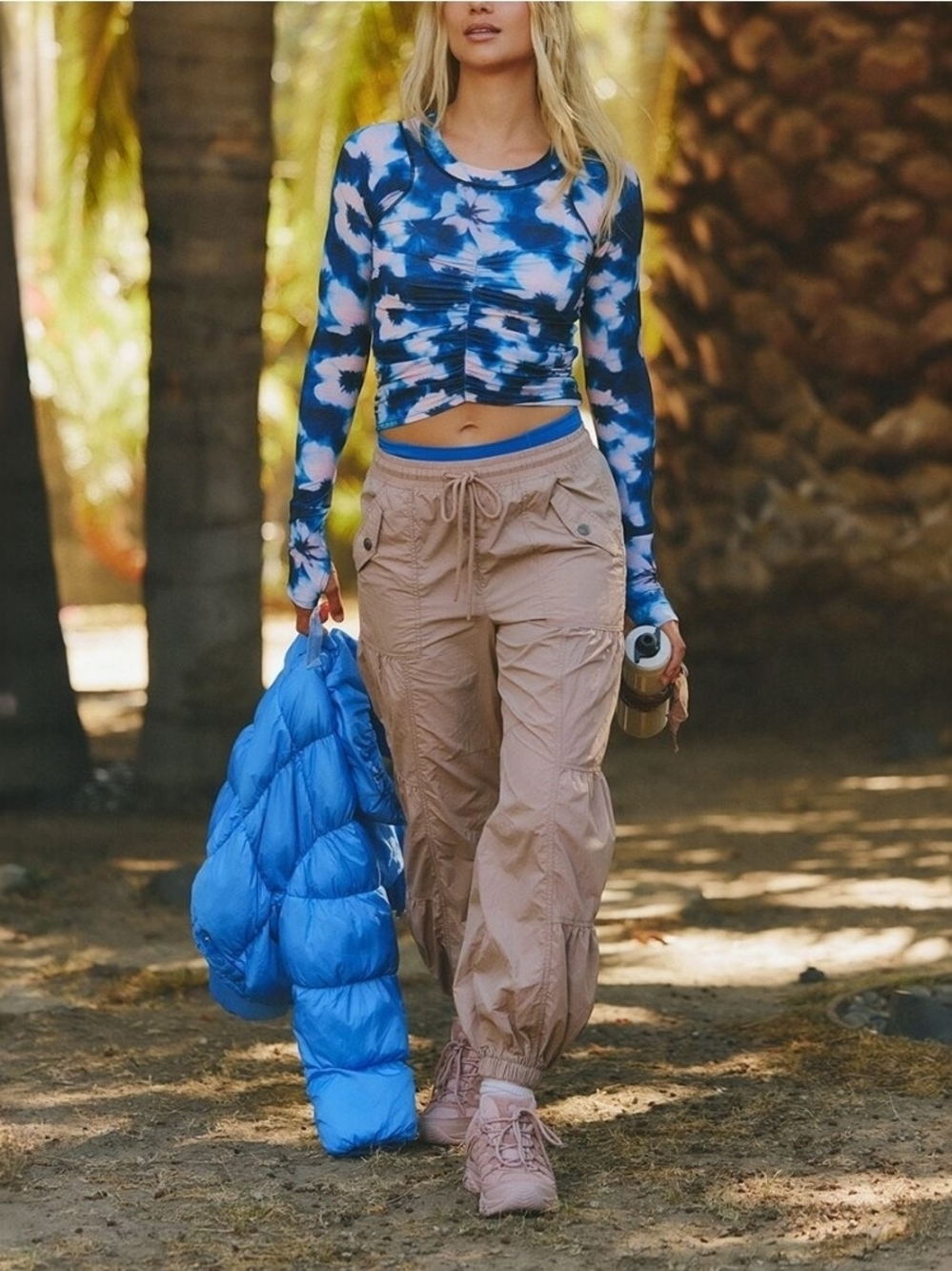 FP Movement Free People Set Me Free Tan Cargo Jogger Pants